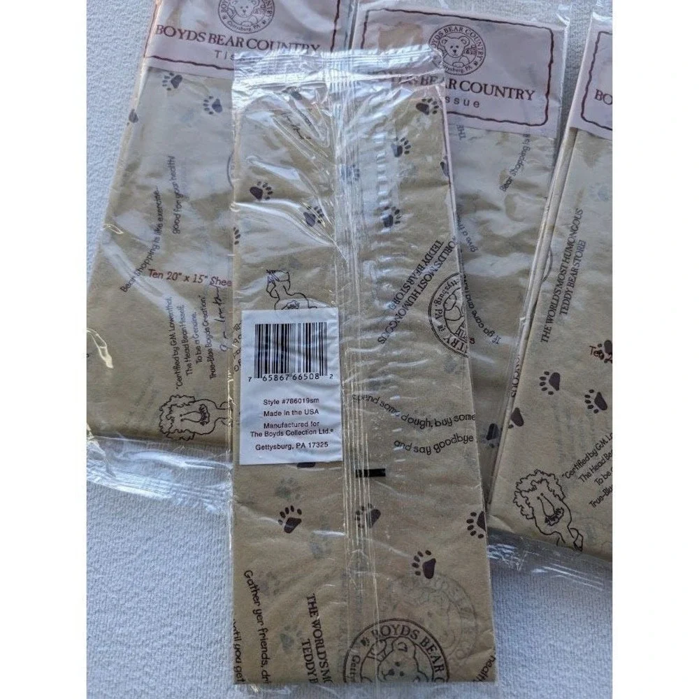 4 Packs Boyds Bear Country Tissue Paper 20x15 Total 40 Sheets Gettysburg USA NEW